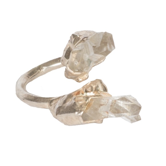 New! Raw Gemstone Crystal Quartz Infinity Ring - Picture 3 of 3